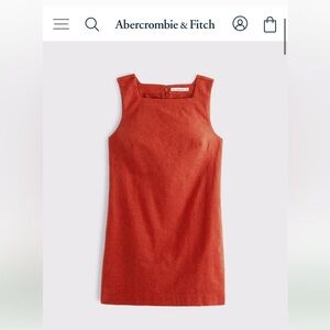 NWT Red High-Neck Linen-Blend Mini Dress